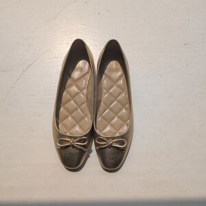 Michael Kors Gold Quilted Flats with Bow